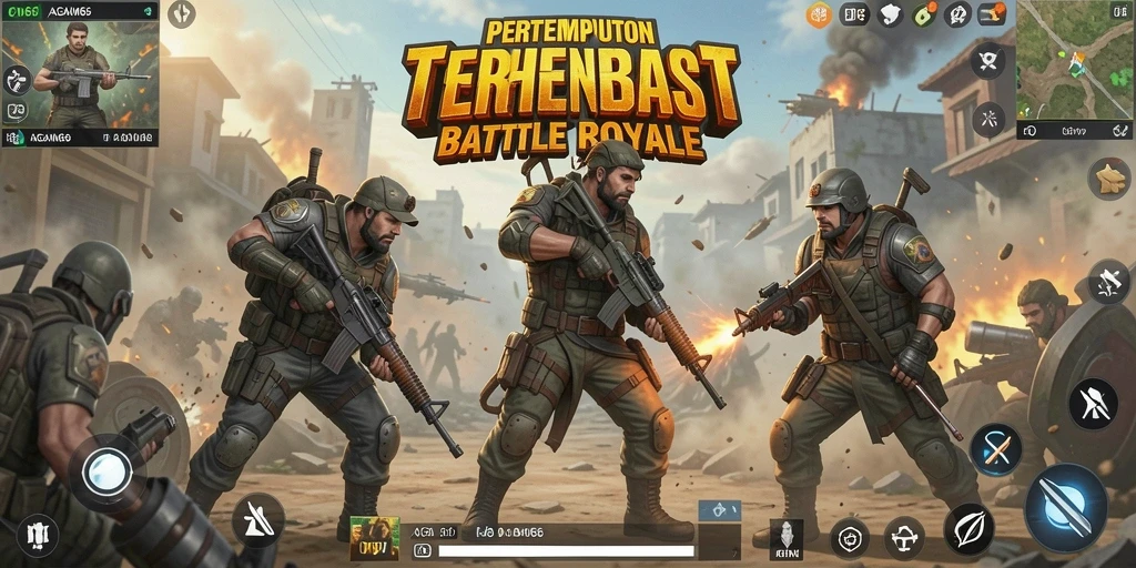 Screenshot gameplay AGAM66 memperlihatkan pertempuran epik dalam Battle Royale.
