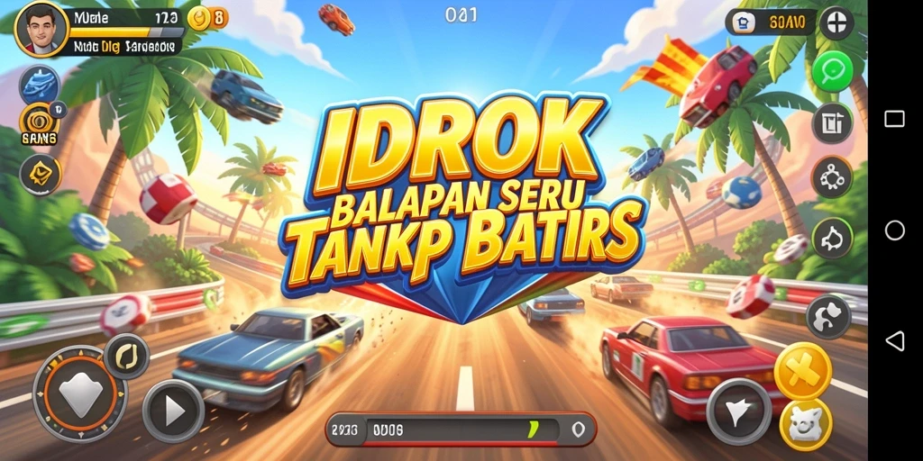 Tampilan gameplay balapan yang penuh aksi di IDROK.