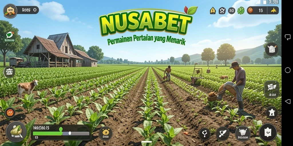 Tangkapan layar NUSABET menampilkan gameplay bertani yang menarik.