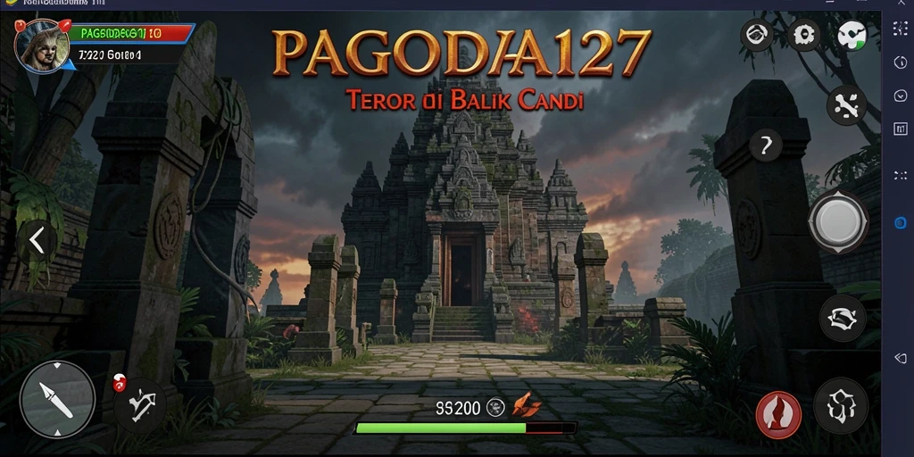 Screenshot menampilkan gameplay menegangkan dalam candi angker.