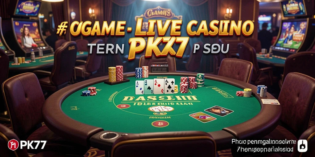 Screenshot gameplay Live Casino PK77 yang menampilkan dealer profesional.