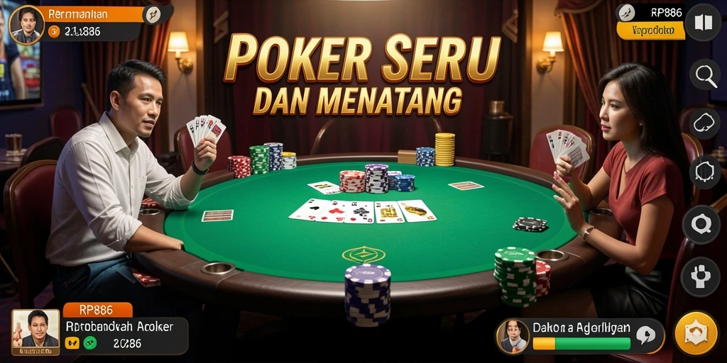Tampilan gameplay Poker yang intens dan menarik di RP886.