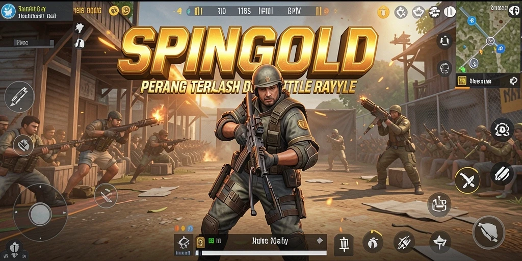 Gameplay SPINGOLD yang intens dan seru dalam dunia Battle Royale.