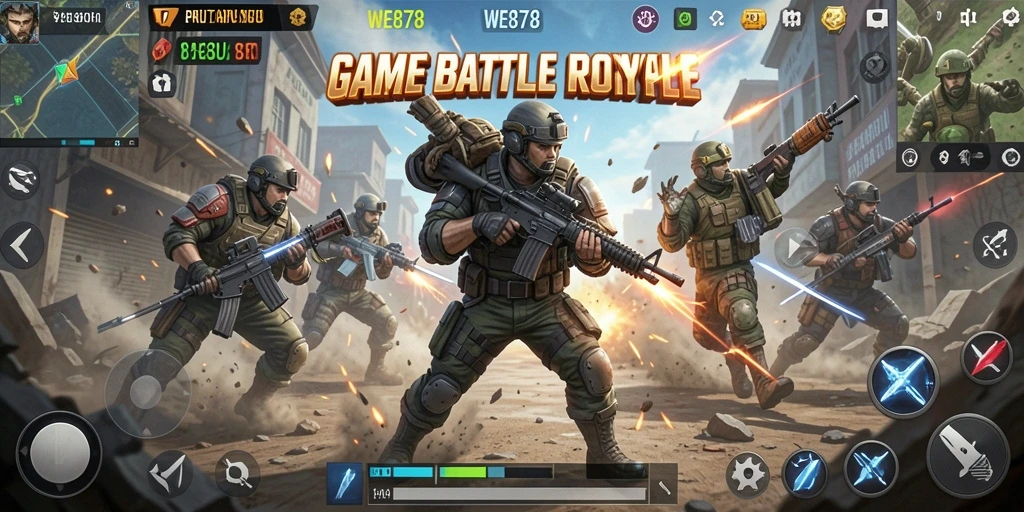 Tangkapan layar gameplay seru di WE878, menunjukkan pertarungan intens.
